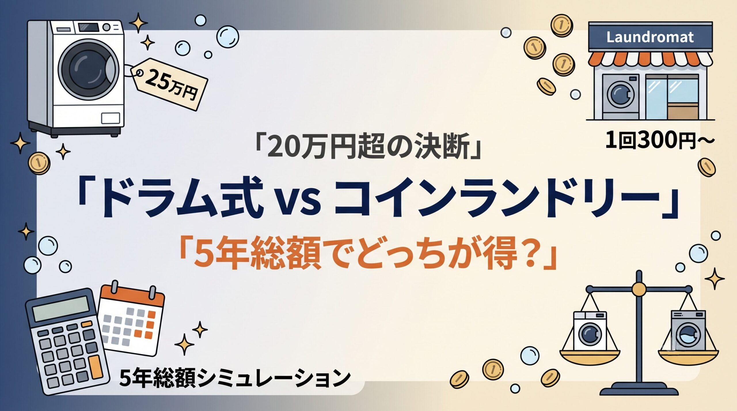 ドラム式洗濯乾燥機の購入とコインランドリー通いを5年総額で比較した判断ガイドのイメージ